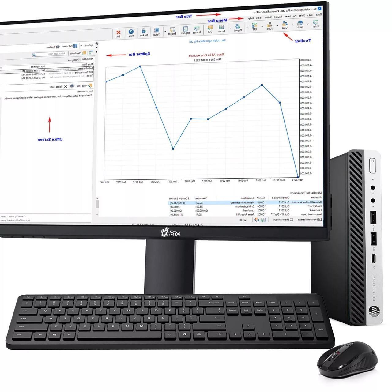 Main image of HP 600 G4 Tiny Desktop Computer PC, Intel Hexa Core i5-8500T upto 3.50GHz, 32GB DDR4 Ram, 1TB NVMe, Built-in Wi-Fi ,24Inch Monitor, Wireless Keyboard & Mouse, Windows 11 Professional (Refurbished)