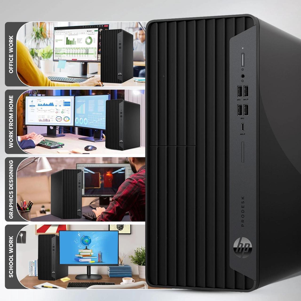 Alt view image 7 of 7 - HP 600 G6 Tower Desktop PC, Intel Hexa Core i5-10500 10th Gen. Processor up to 4.50 GHz, 32GB DDR4 Ram, 1TB SSD, NVIDIA GeForce GTX 1050Ti, 24Inch Monitor, RGB Keyboard & Mouse, Wi-Fi, Window 11 Pro