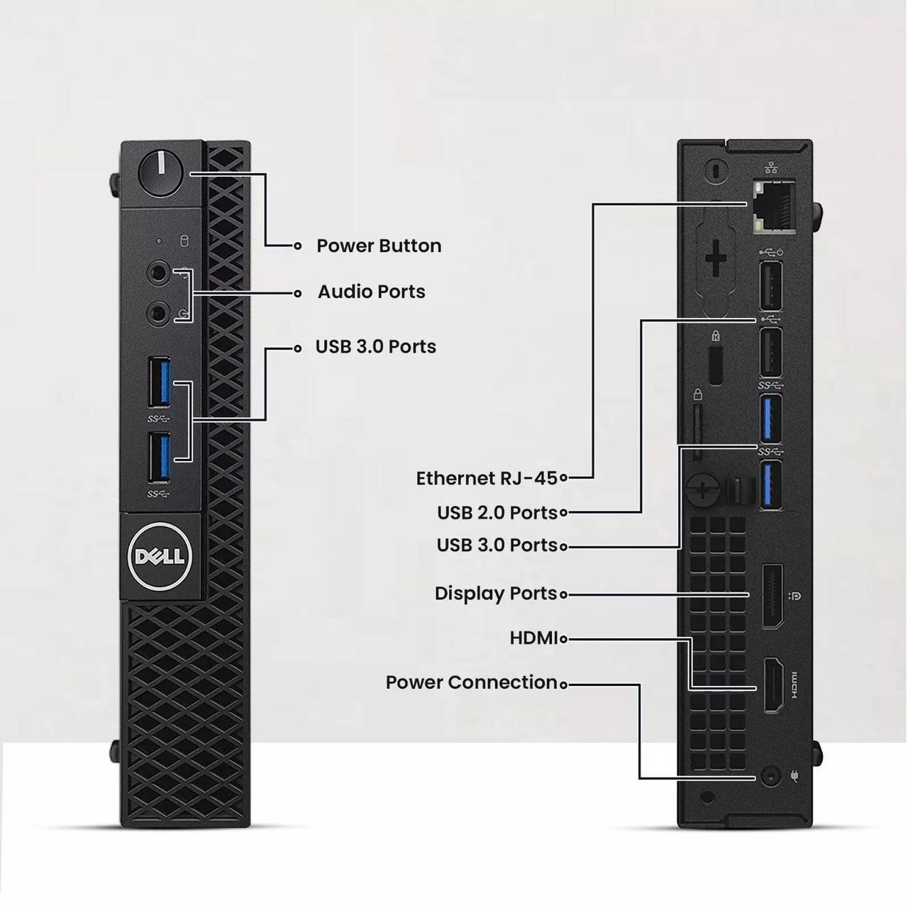 Alt view image 2 of 6 - Dell OptiPlex 3040 Tiny Desktop PC, Intel Quad Core i5-6500 6th Gen. Processor up to 3.10 GHz, 8GB DDR4 Ram, 256GB SSD , Keyboard & Mouse, Built-in Wi-Fi, Windows 11 Professional (Renewed)