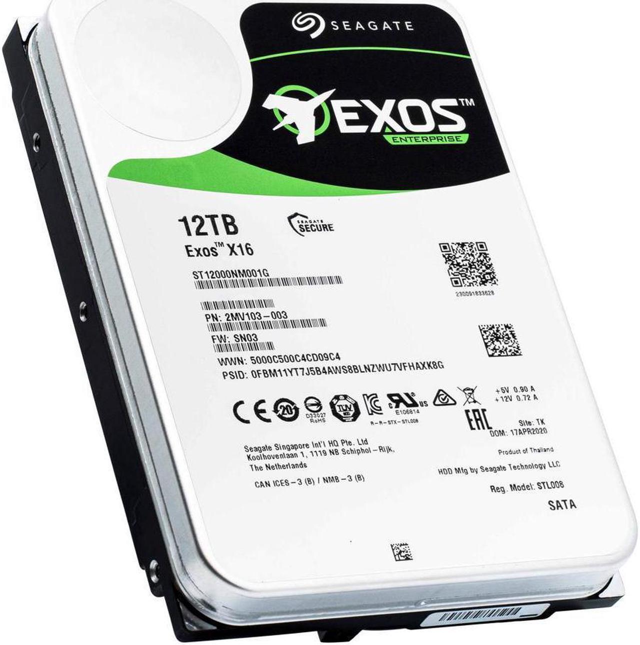 Seagate Exos 12TB Enterprise HDD SATA 6Gb/s 512e/4Kn 7200 RPM 256MB Cache 3.5" Internal Hard Drive ST12000NM001G-OEM