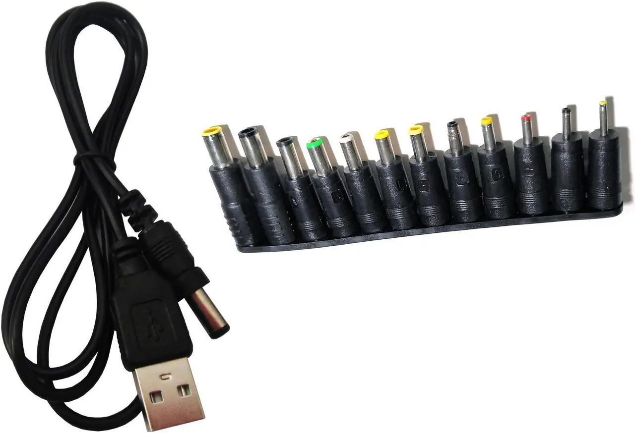 Main image of easyday Universal 5V DC Power Cable, USB to DC 5.5x2.1mm Charging Cord with 12 Interchangeable Plugs Connectors Adapter Tips