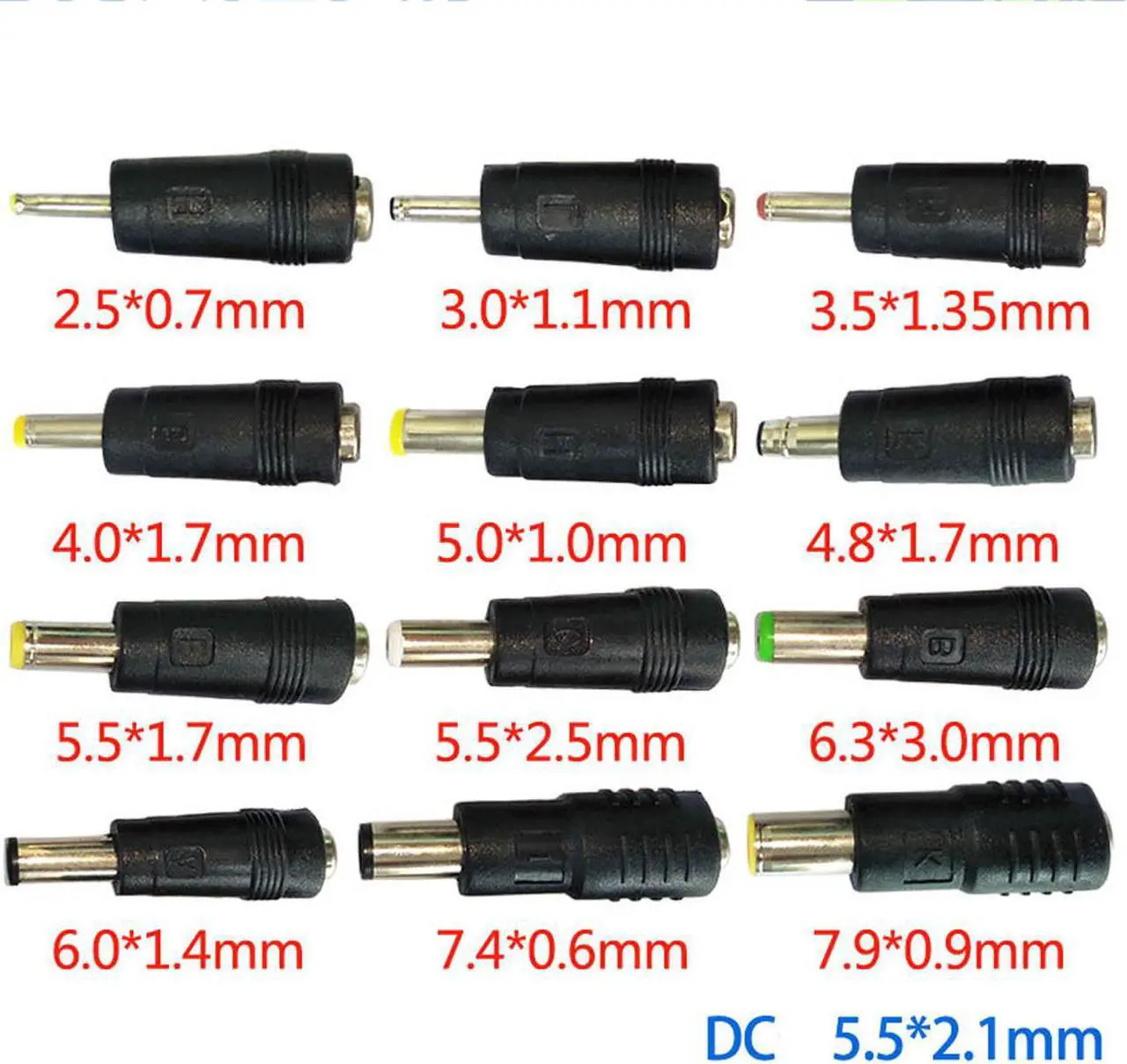 Alt view image 2 of 6 - easyday Universal 5V DC Power Cable, USB to DC 5.5x2.1mm Charging Cord with 12 Interchangeable Plugs Connectors Adapter Tips
