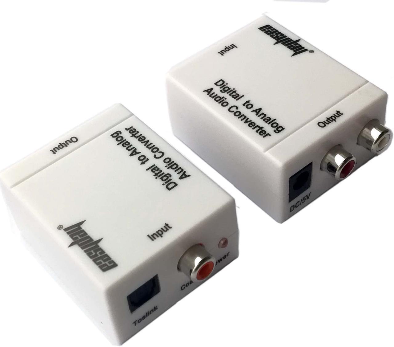 Alt view image 2 of 5 - SPDIF Toslink Optical Coaxial Digital to Analog Audio Converter Adapter RCA L/R USNE_DACWHI_500CM_EU2