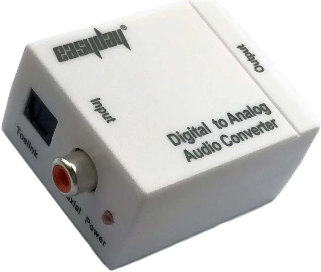 Alt view image 2 of 4 - White Digital Optical Coax to Analog RCA L/R Audio Converter With Fiber Cable