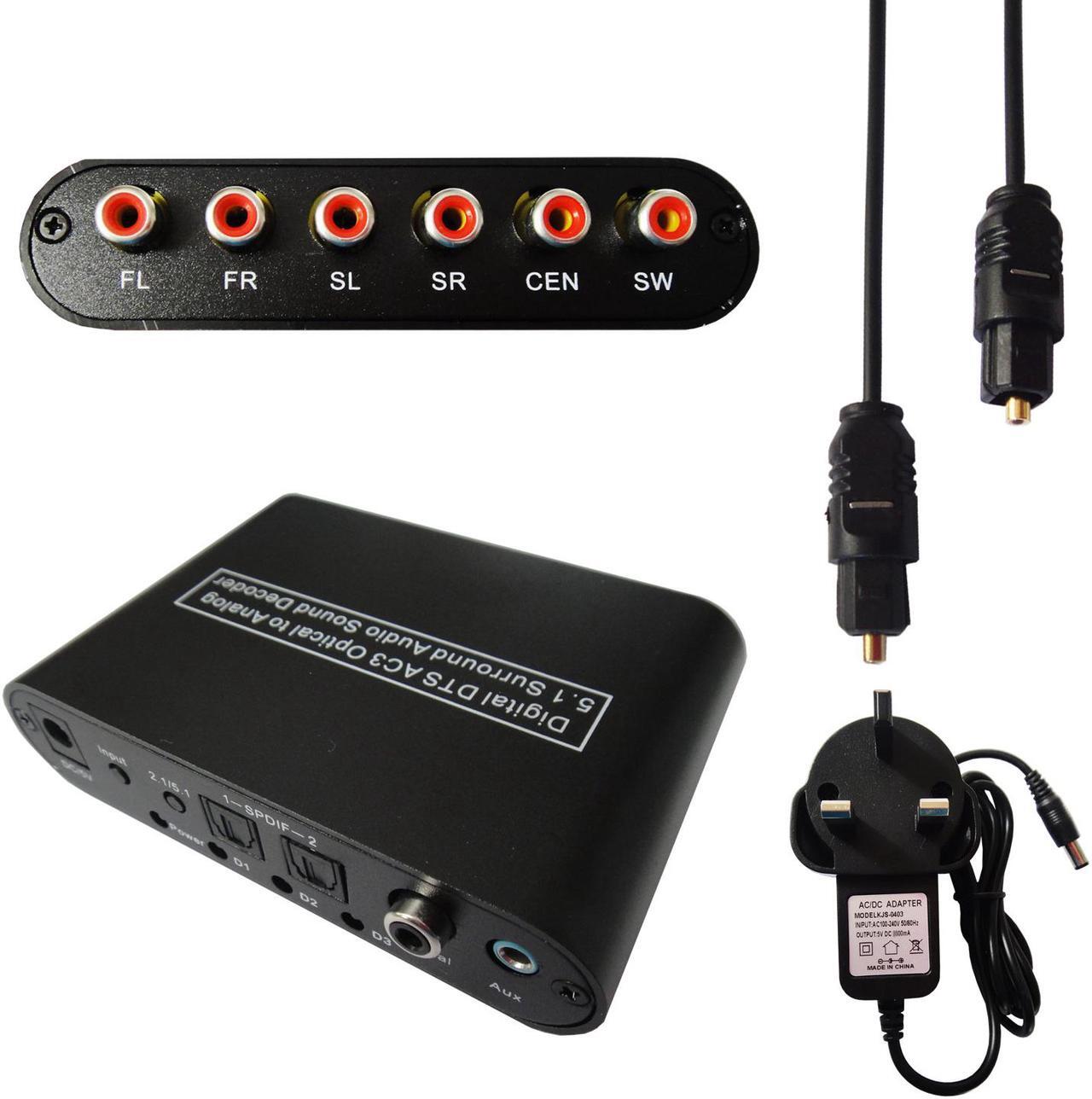 Main image of Digital to Analog 5.1 Audio Sound Decoder SPDIF RCA Dolby AC3 DTS Optical Coaxial Converter