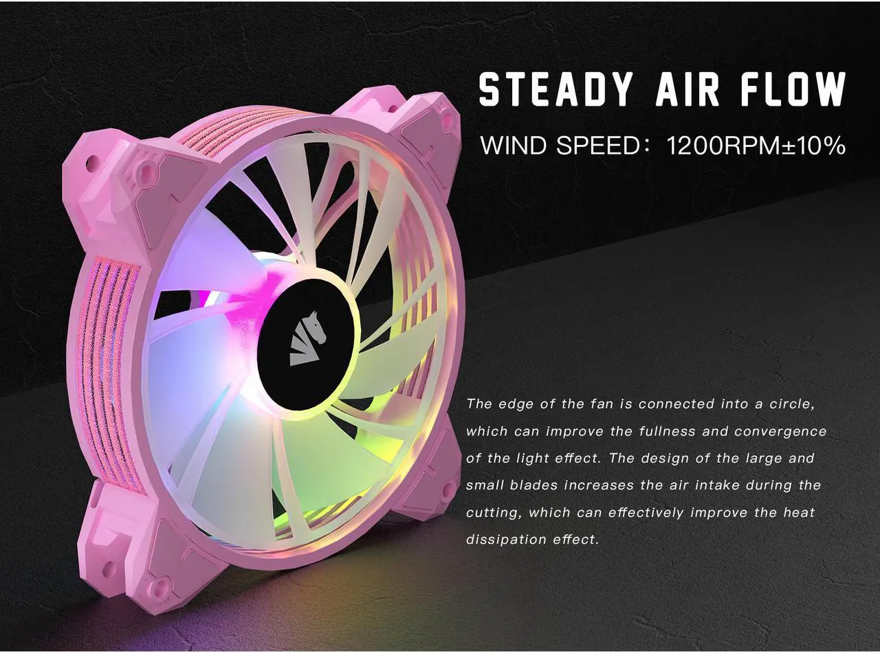 Alt view image 3 of 7 - Asiahorse Magic-c Argb Case Fans With Transparent Light Frame Design,120mm Quiet Computer Cooling PC Fans, 5V ARGB Motherboard SYNC/RC Controller with Hub (3pack Pink)