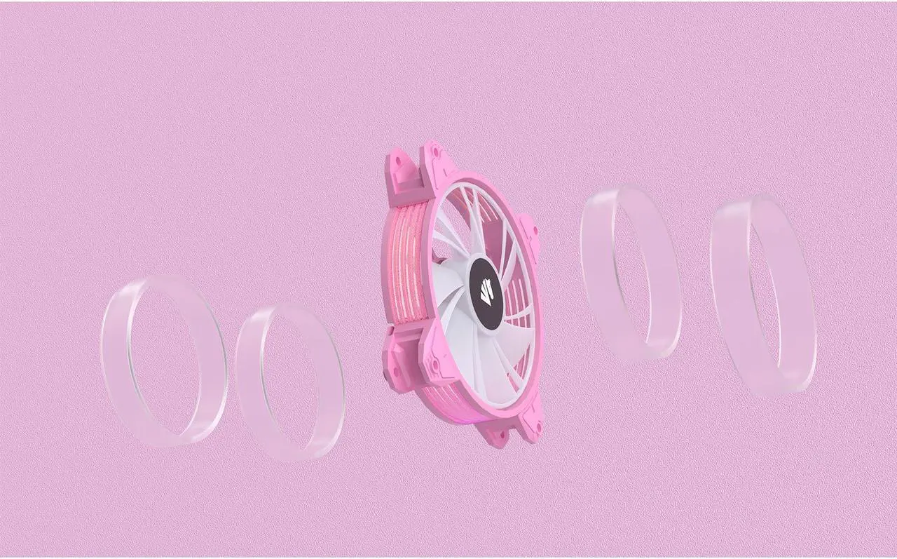 Alt view image 4 of 7 - Asiahorse Magic-c Argb Case Fans With Transparent Light Frame Design,120mm Quiet Computer Cooling PC Fans, 5V ARGB Motherboard SYNC/RC Controller with Hub (3pack Pink)