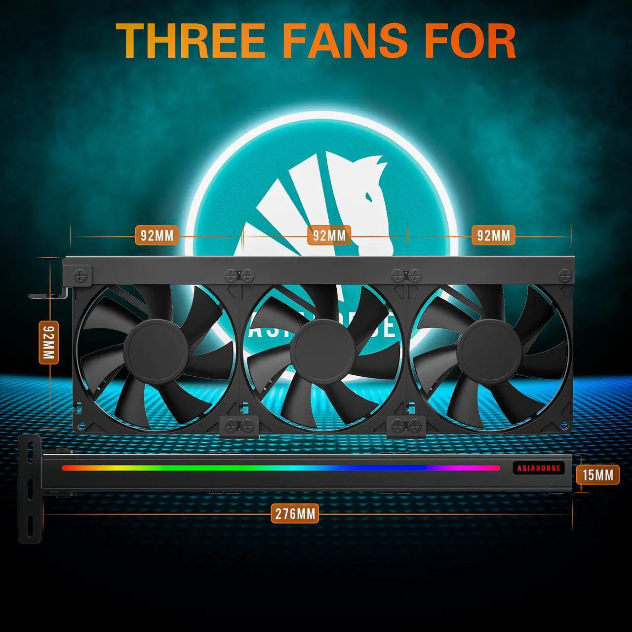 Alt view image 5 of 7 - ASIAHORSE Graphic Card Cooler 3 x 92mm PWM Fan WIth Led Frame,Support ASUS Aura SYNC/MSI Mystic Sync/ASROCK Aura RGB/GIGABYTE RGB Fusion (5V 3 Pin Addressable headers)