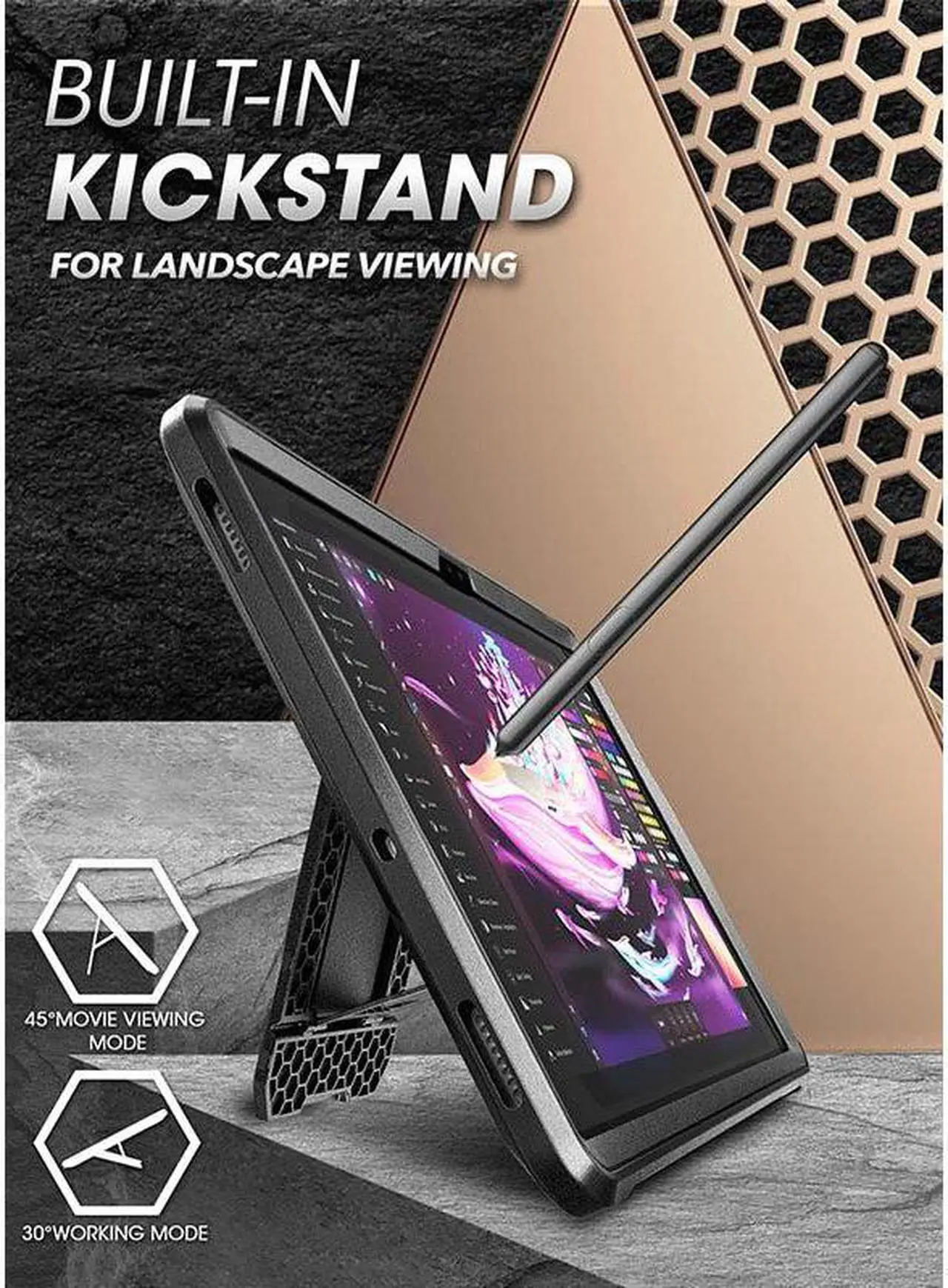 Alt view image 9 of 14 - SUPCASE Unicorn Beetle Pro Series Case for Samsung Galaxy Tab S8 Ultra (2022), with Built-in Screen Protector & S Pen Holder Full-Body Rugged Heavy Duty Case (Black)