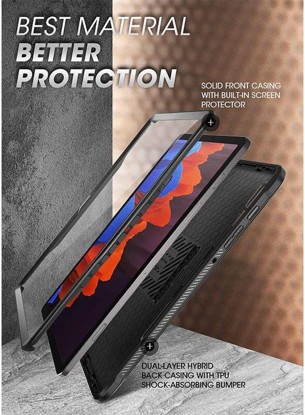 Alt view image 10 of 14 - SUPCASE Unicorn Beetle Pro Series Case for Samsung Galaxy Tab S8 Ultra (2022), with Built-in Screen Protector & S Pen Holder Full-Body Rugged Heavy Duty Case (Black)
