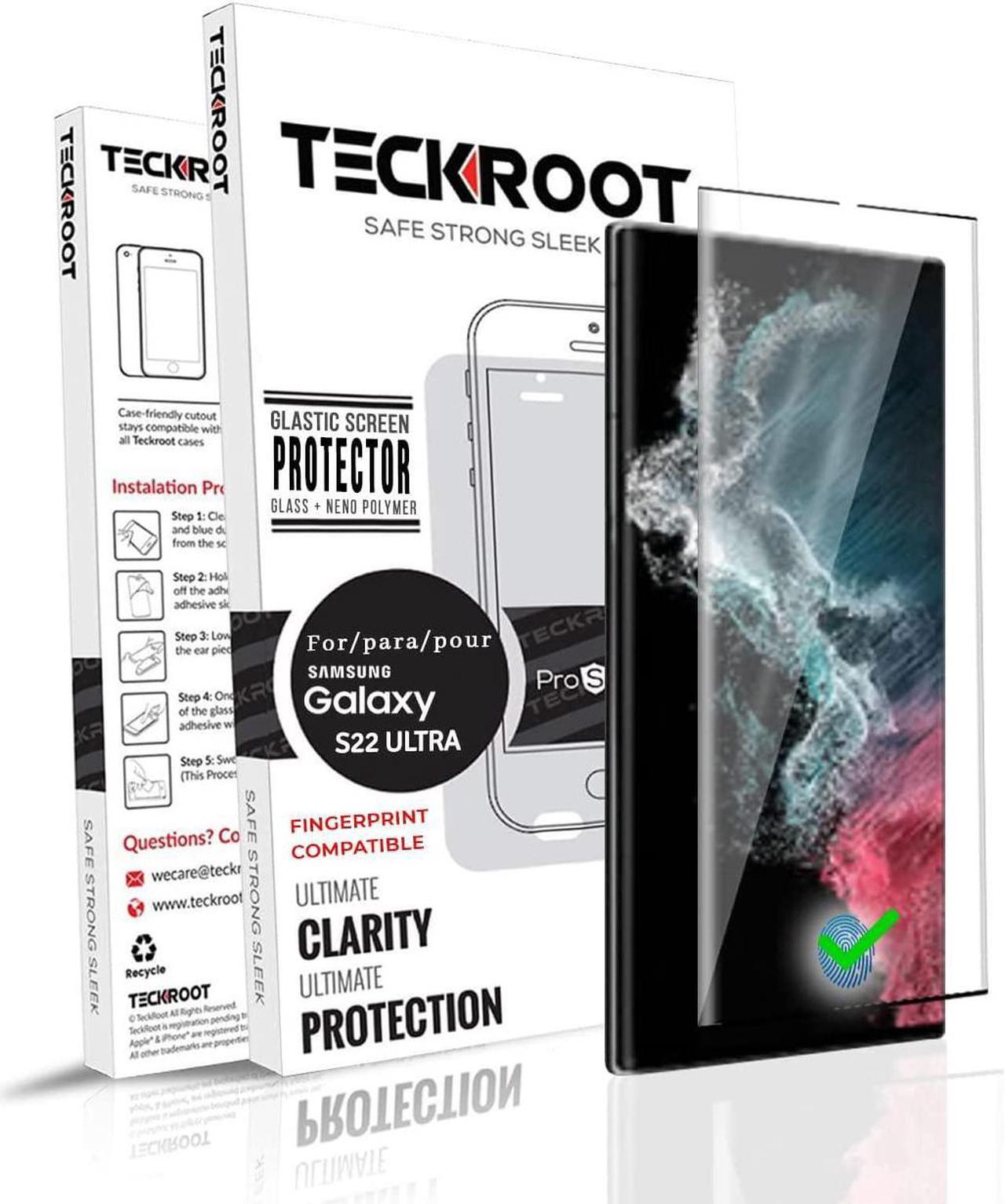 Main image of Teckroot Screen Protector For Samsung Galaxy S22 Ultra | Glastic | Support Fingerprint Unlock, Case Friendly | Full Glue | Full Coverage Screen Guard | Not Glass | Scratch Resistant Edge Protection