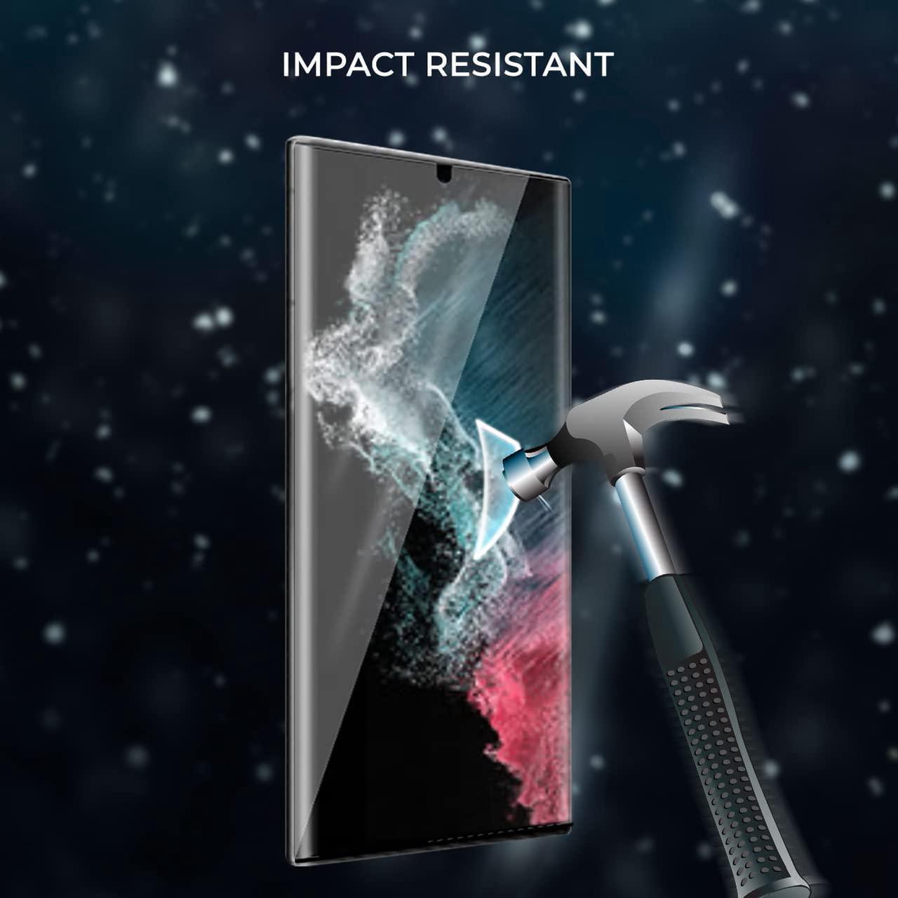 Alt view image 3 of 7 - Teckroot Screen Protector For Samsung Galaxy S22 Ultra | Glastic | Support Fingerprint Unlock, Case Friendly | Full Glue | Full Coverage Screen Guard | Not Glass | Scratch Resistant Edge Protection