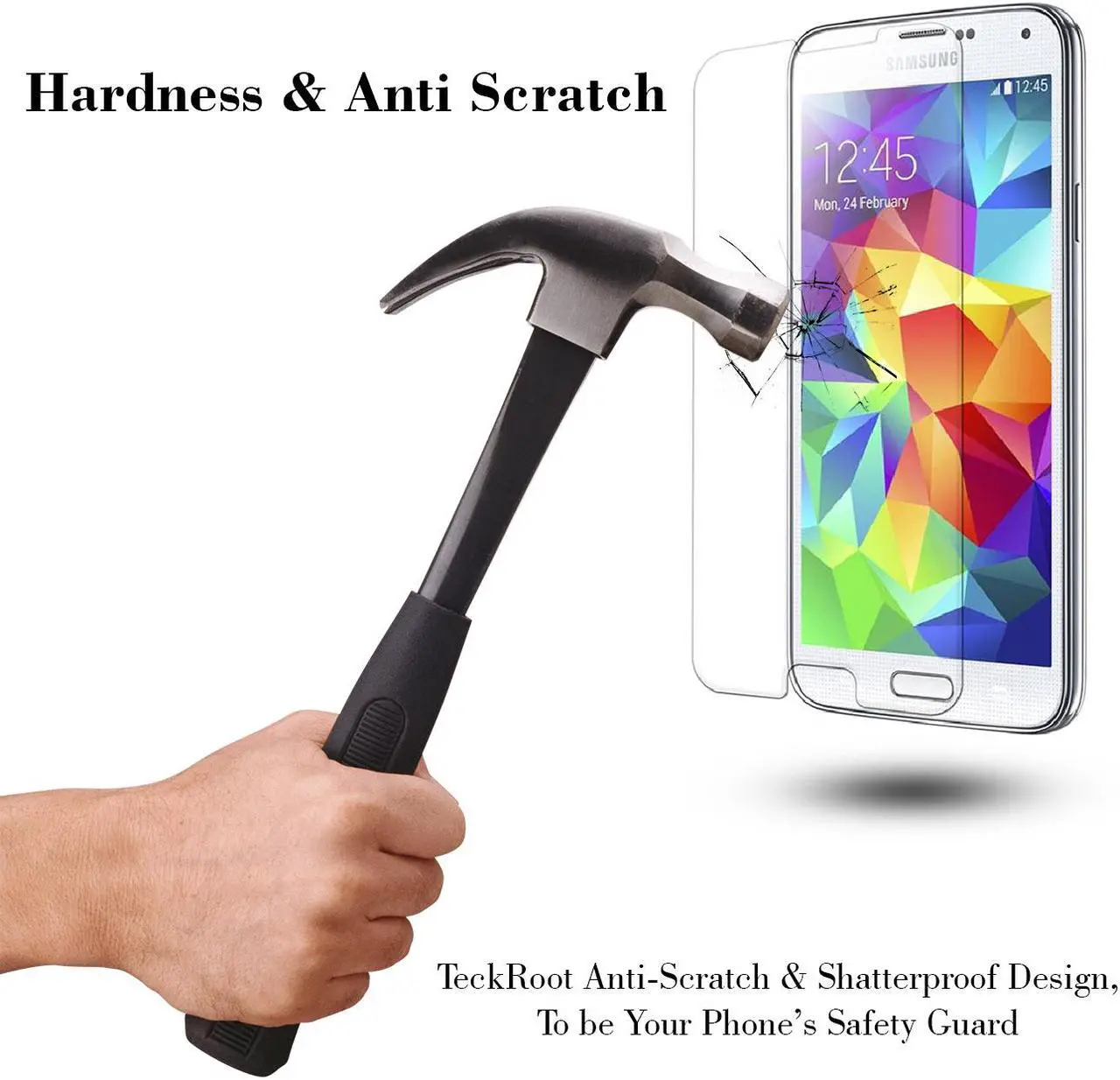 Alt view image 4 of 5 - [3 PACK] TeckRoot Galaxy S5 Tempered Glass Screen Protector ProShield Edition [0.3mm Ultra Thin 9H Hardness 2.5D Round Edge] [High Definition] [Bubble Free]