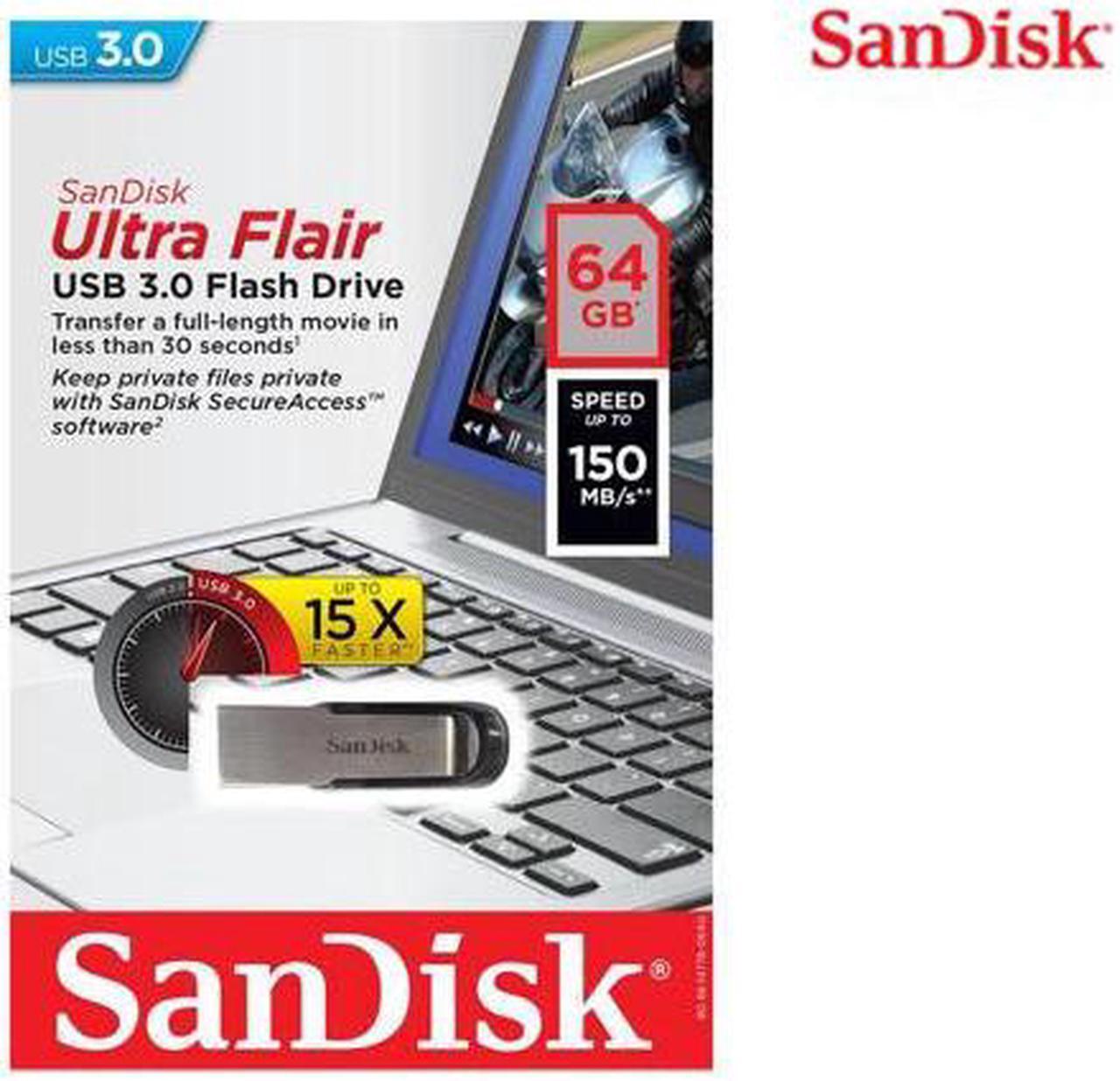 Alt view image 3 of 7 - SanDisk 64GB Ultra Flair CZ73 USB 3.0 Flash Drive, Speed Up to 150MB/s (SDCZ73-064G-G46 )
