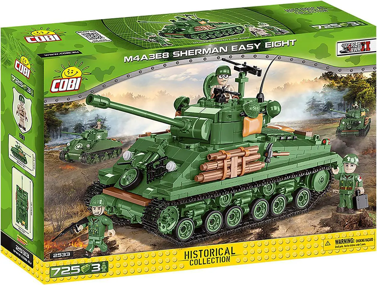 Alt view image 8 of 14 - COBI US Small Army M4A3E8 Sherman Tank Easy Eight M4A3 Model Building Block Set 2533