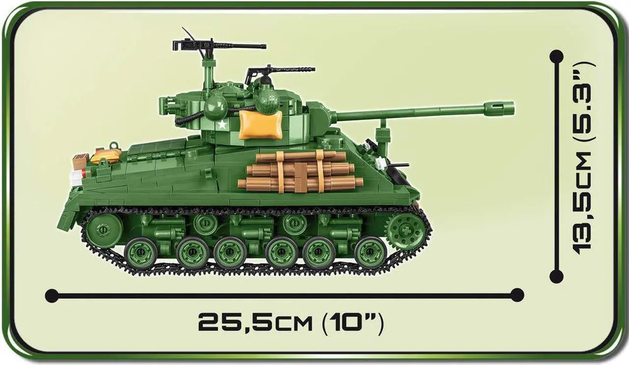 Alt view image 10 of 14 - COBI US Small Army M4A3E8 Sherman Tank Easy Eight M4A3 Model Building Block Set 2533