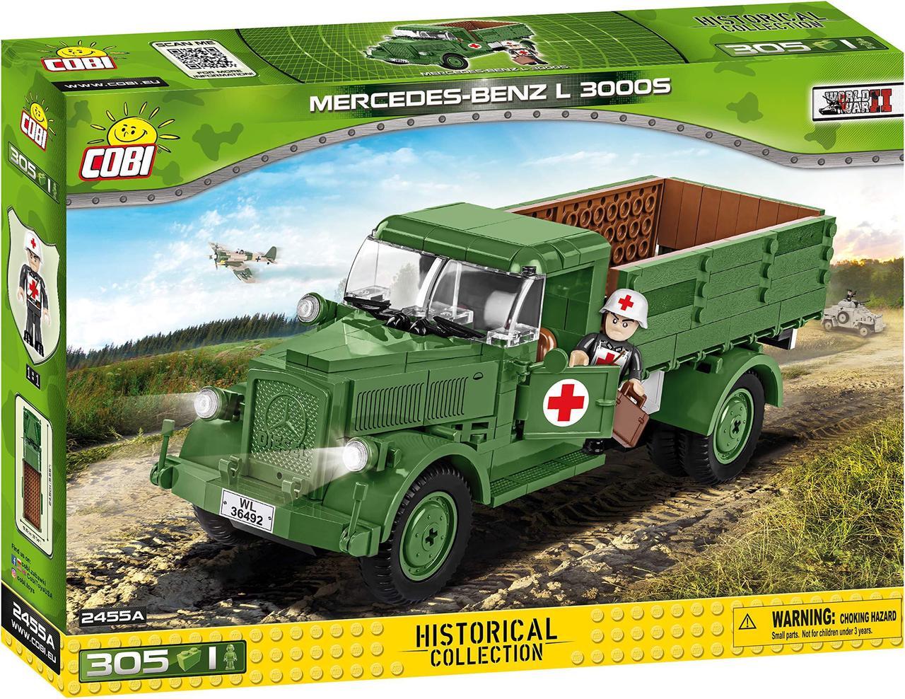 Main image of COBI Small Army WWII German Mercedes-Benz L3000 S Red Cross Truck Model Building Block Set # 2455