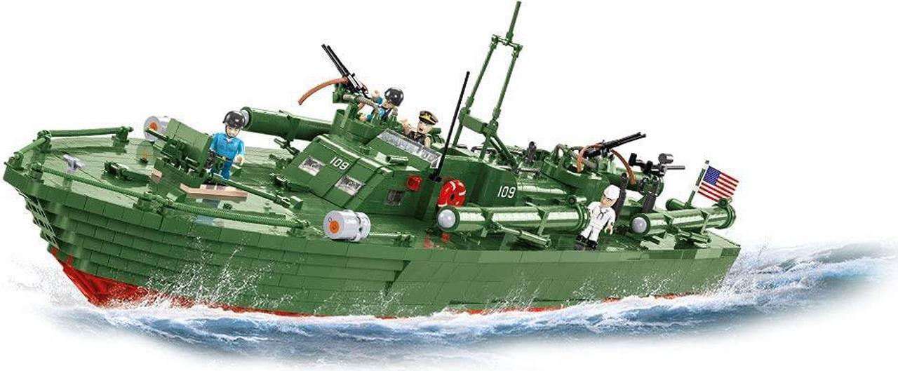 Alt view image 3 of 7 - COBI TOYS World War II US Navy Elco PT Patrol Torpedo Boat PT-109 - Model WW2 Interlocking Building Block Set # 4825