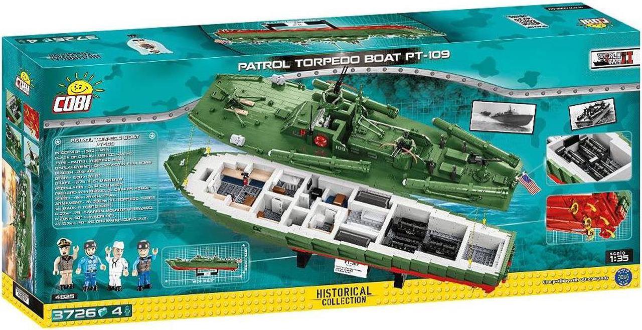 Alt view image 2 of 7 - COBI TOYS World War II US Navy Elco PT Patrol Torpedo Boat PT-109 - Model WW2 Interlocking Building Block Set # 4825