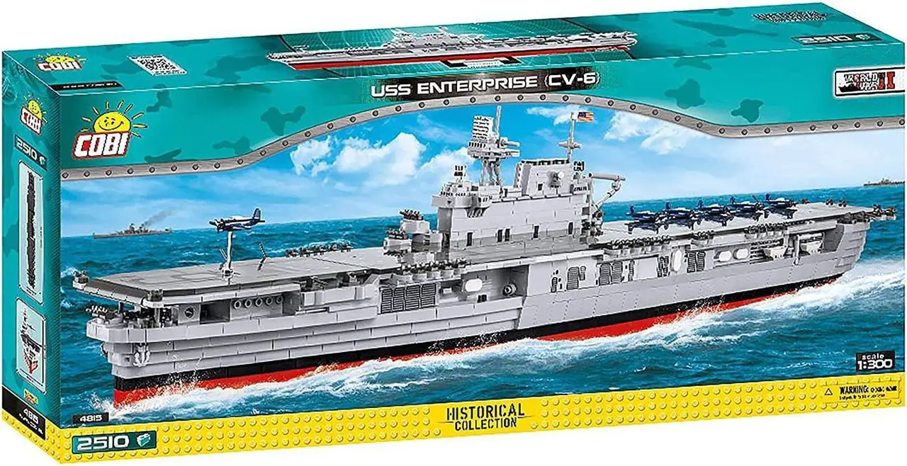 Alt view image 2 of 7 - COBI Small Army WS USS Enterprise CV-6 WWII US Navy Ship - Model Building Block Set # 4815