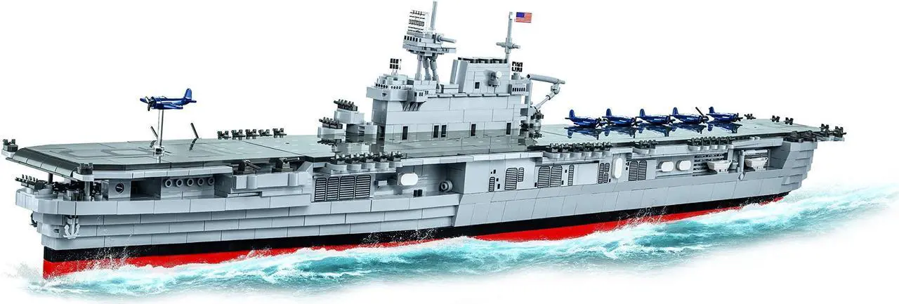 Alt view image 3 of 7 - COBI Small Army WS USS Enterprise CV-6 WWII US Navy Ship - Model Building Block Set # 4815