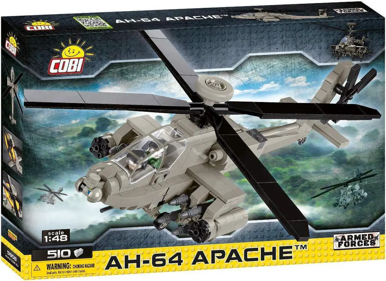 Alt view image 2 of 7 - COBI Armed Forces AH-64 Apache Helicopter 1:48 Model Building Block Set # 5808