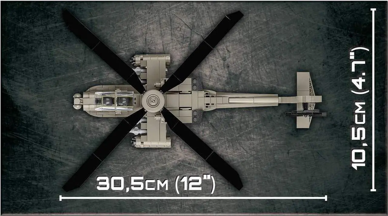 Alt view image 5 of 7 - COBI Armed Forces AH-64 Apache Helicopter 1:48 Model Building Block Set # 5808