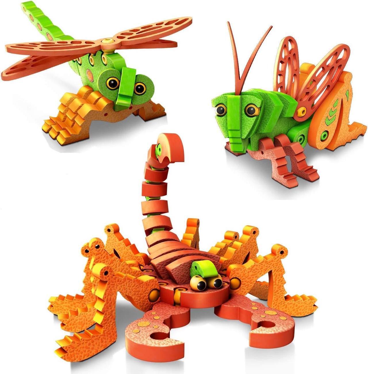 Main image of Bloco Toys - Scorpions and Insects - Educational STEM Toy - Scorpion, Grasshopper, and Dragonfly Animals - DIY Modular Building Construction Set (162 Pieces)