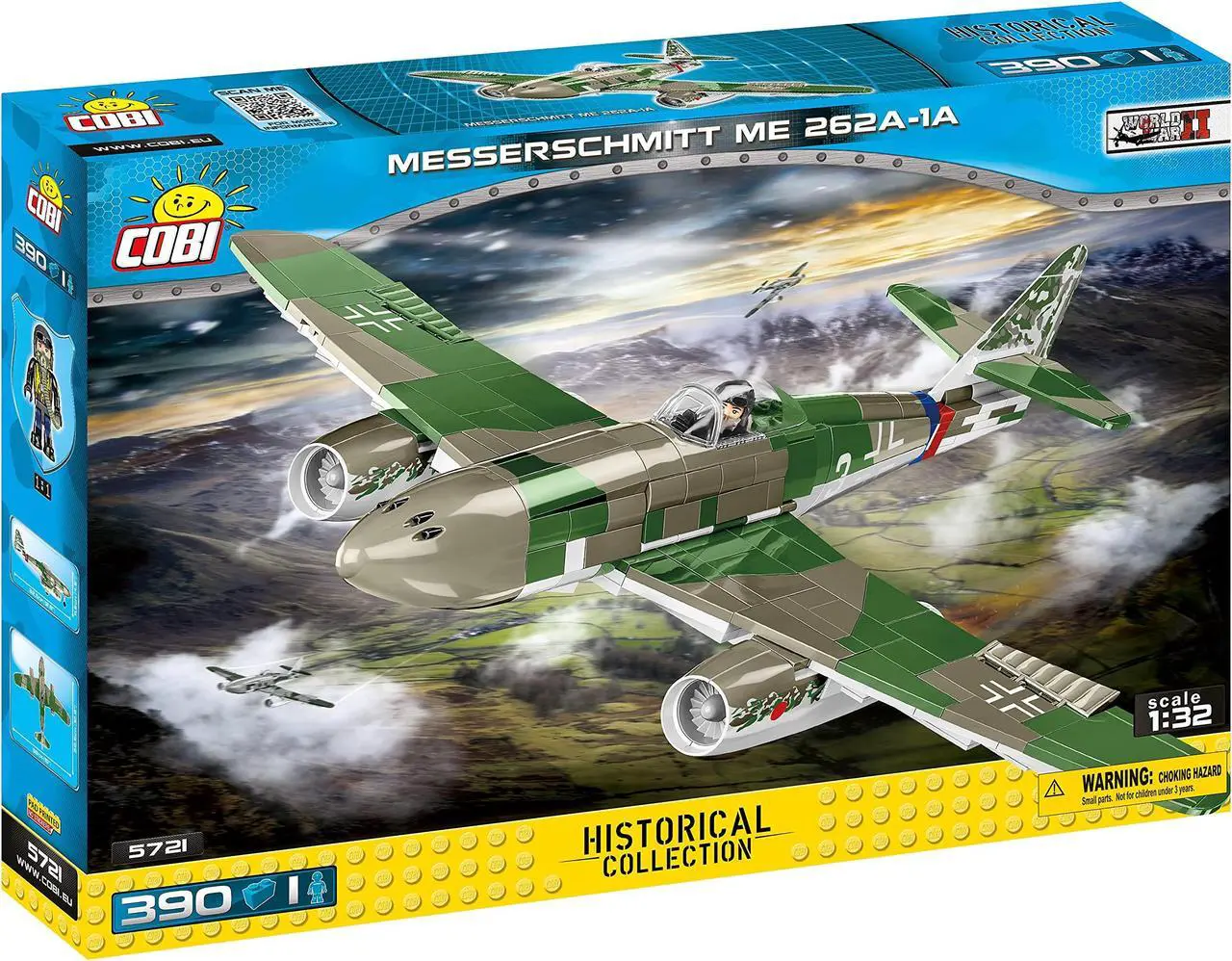 Alt view image 3 of 7 - COBI TOYS World War II Messerschmitt Me 262A-1A Fighter Plane - Model WW2 Interlocking Building Block Set # 5721