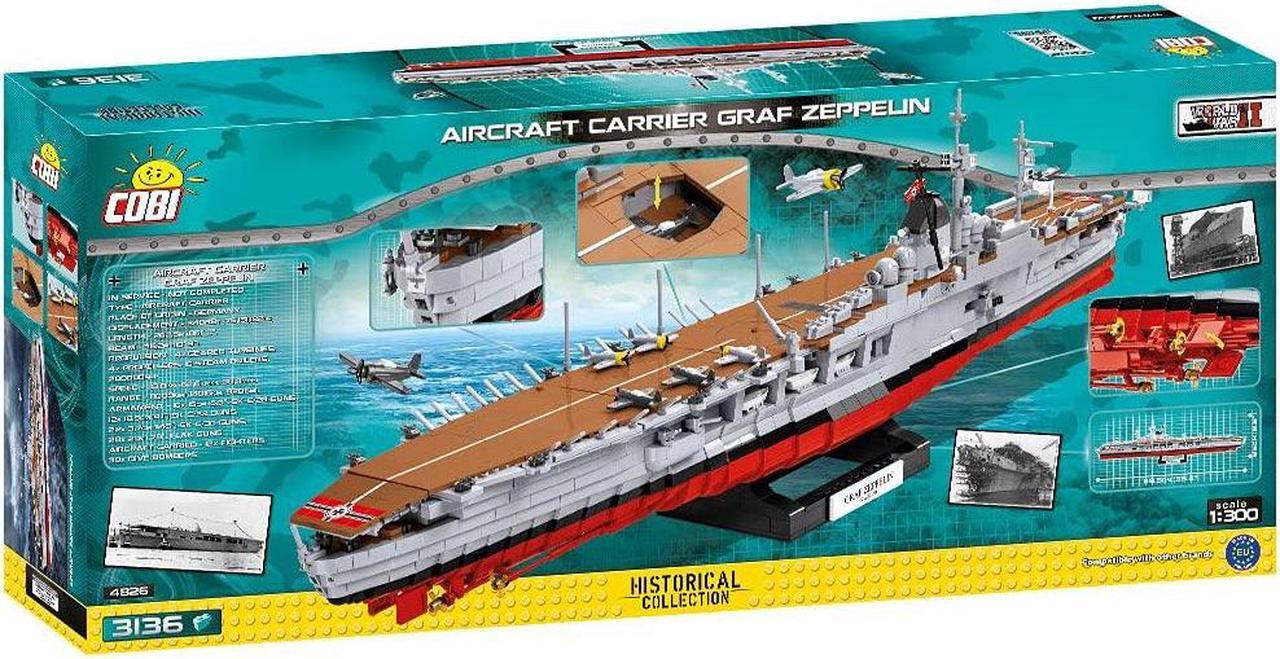 Alt view image 2 of 7 - COBI TOYS World War II Aircraft Carrier GRAF ZEPPELIN Battleship- 1:300 Model WW2 Interlocking Building Block Set # 4826
