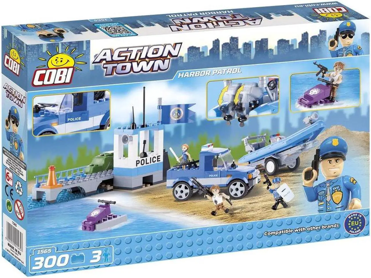 Alt view image 2 of 5 - COBI Action Town Harbor Patrol - Building Block Police Play Set # 1565