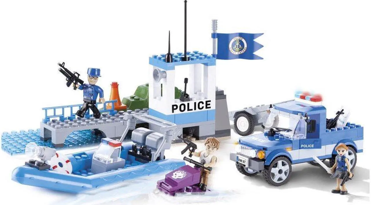 Alt view image 3 of 5 - COBI Action Town Harbor Patrol - Building Block Police Play Set # 1565