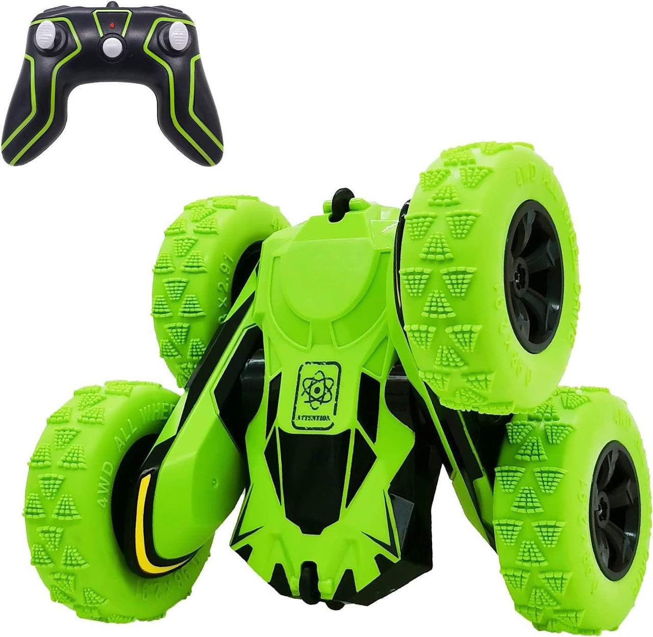 Main image of Threeking RC Stunt Cars Remote Control Car Double-Sided Driving 360-degree Flips Rotating Car Toy, Green
