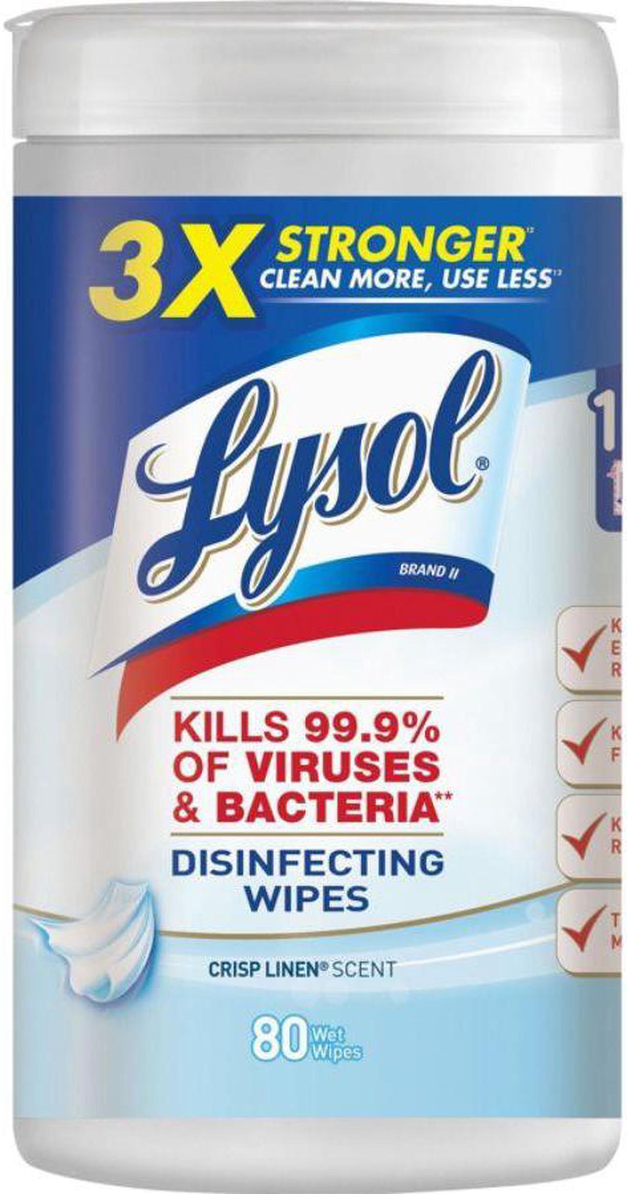 Alt view image 6 of 13 - LYSOL Brand Disinfecting Wipes Crisp Linen Scent 7 x 8 80/Canister 6 Canister/Carton 89346CT