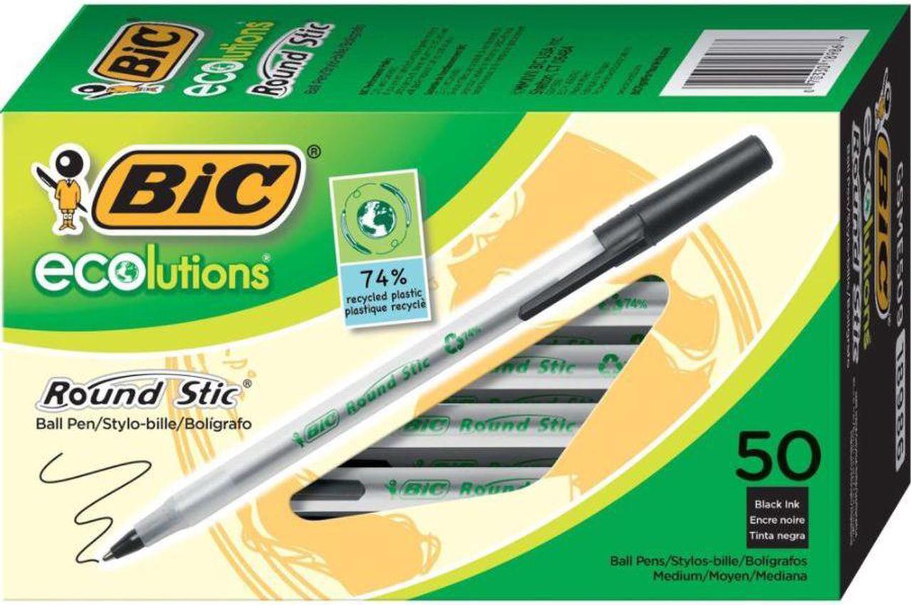 Alt view image 8 of 20 - BIC Ecolutions Round Stic Ballpoint Pen Black Ink 1mm Medium 50/Pack GSME509BK