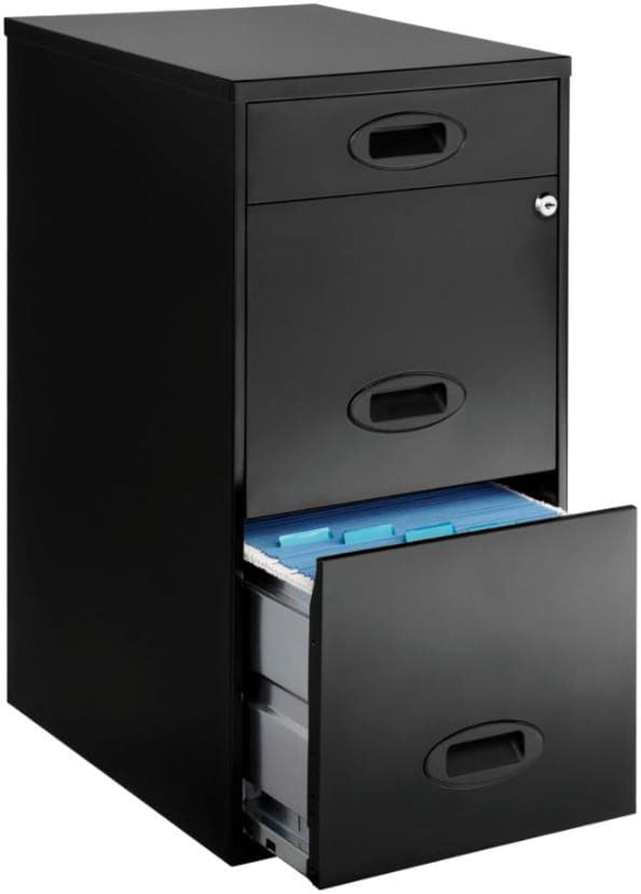 Alt view image 2 of 11 - Realspace® SOHO Metal Vertical File Cabinet, 3 Drawers, 18"D, Black