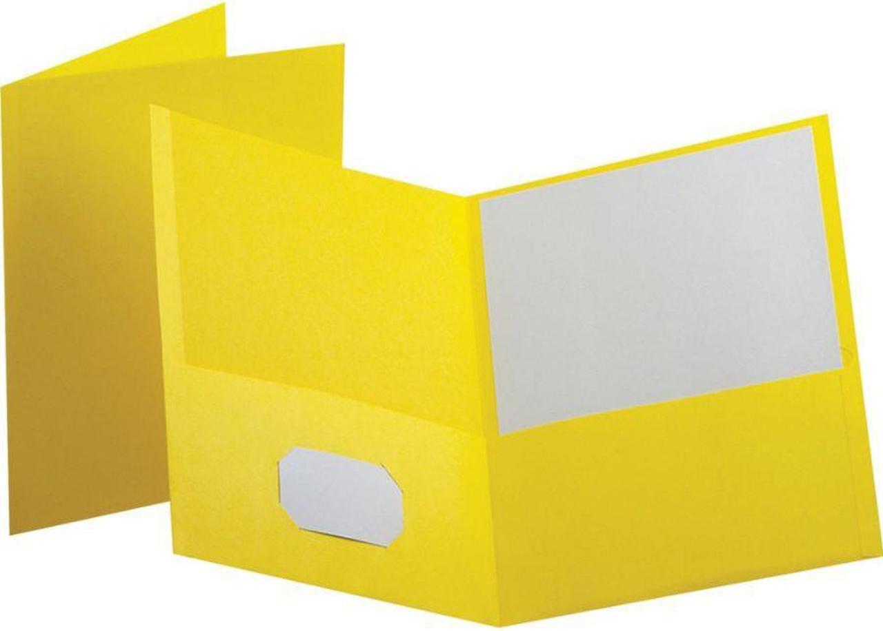 Alt view image 2 of 5 - Oxford Twin-Pocket Folder Embossed Leather Grain Paper Yellow 25/Box 57509
