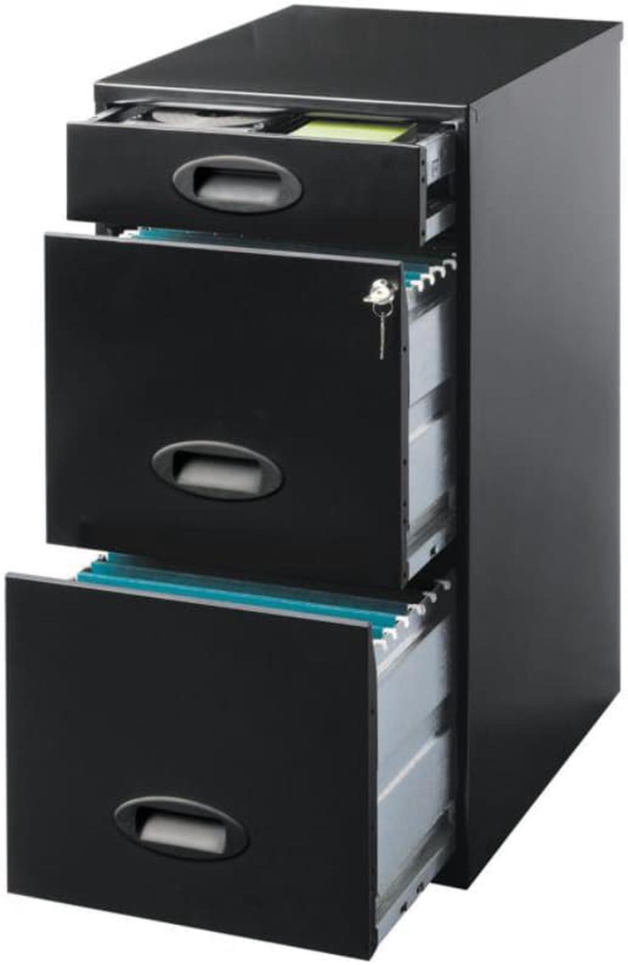 Main image of Realspace® SOHO Metal Vertical File Cabinet, 3 Drawers, 18"D, Black