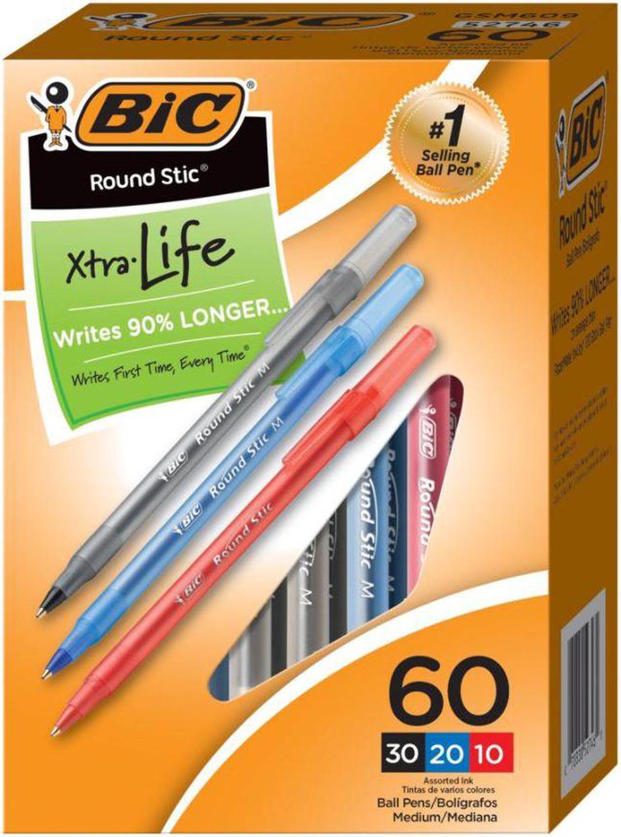 Alt view image 2 of 16 - BIC Round Stic Xtra-Life Ballpoint Pens Medium 1.0 mm Assorted 24298912