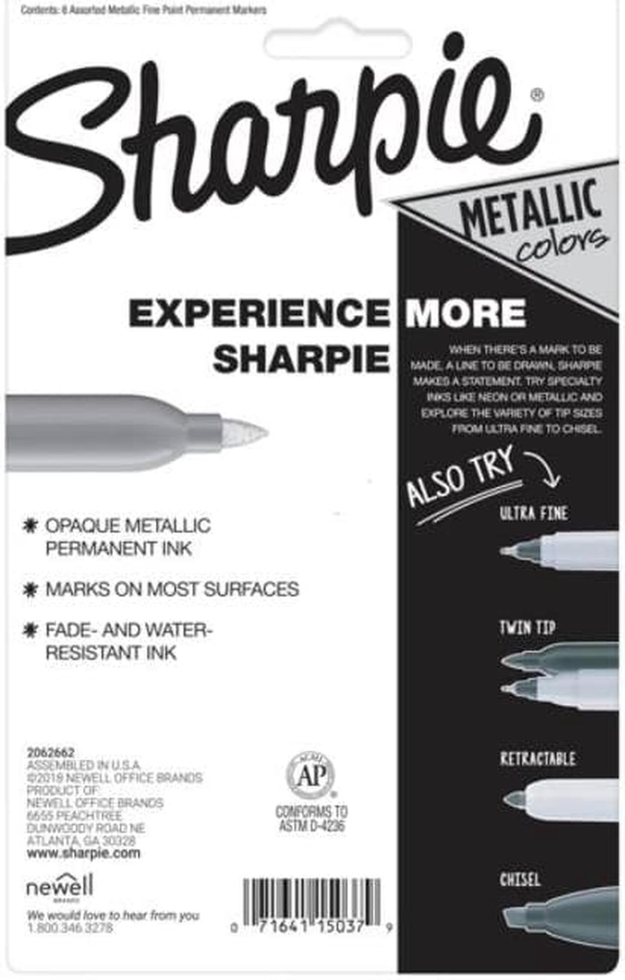 Alt view image 9 of 20 - Sharpie Metallic Markers Fine 6/ST Assorted 2029678