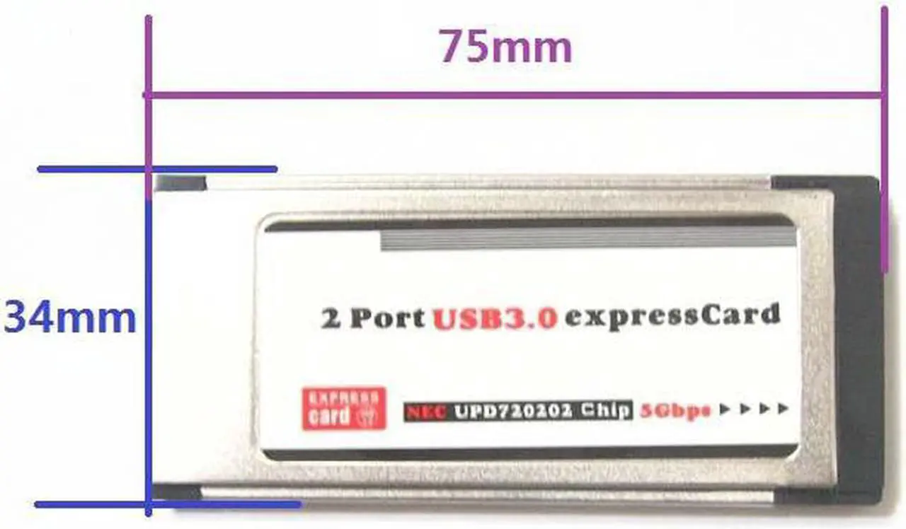 Alt view image 4 of 4 - Express to USB 3.0 ExpressCard Adapter 5 Gbps PCMCIA Dual 2 Ports for NEC Chipset 34 MM Slot Express Card Converter