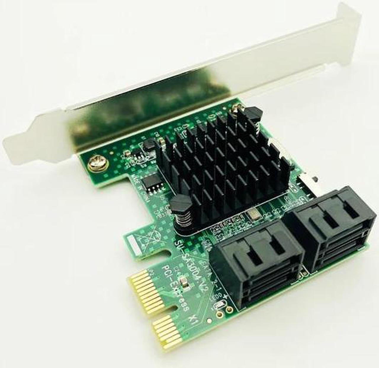 HDD SSD Adapter PCIE PCI Express 1x to 4 Port Sata 3.0 6Gbps Converter Card Adapter Expansion Board Heatsink Low Profile Bracket