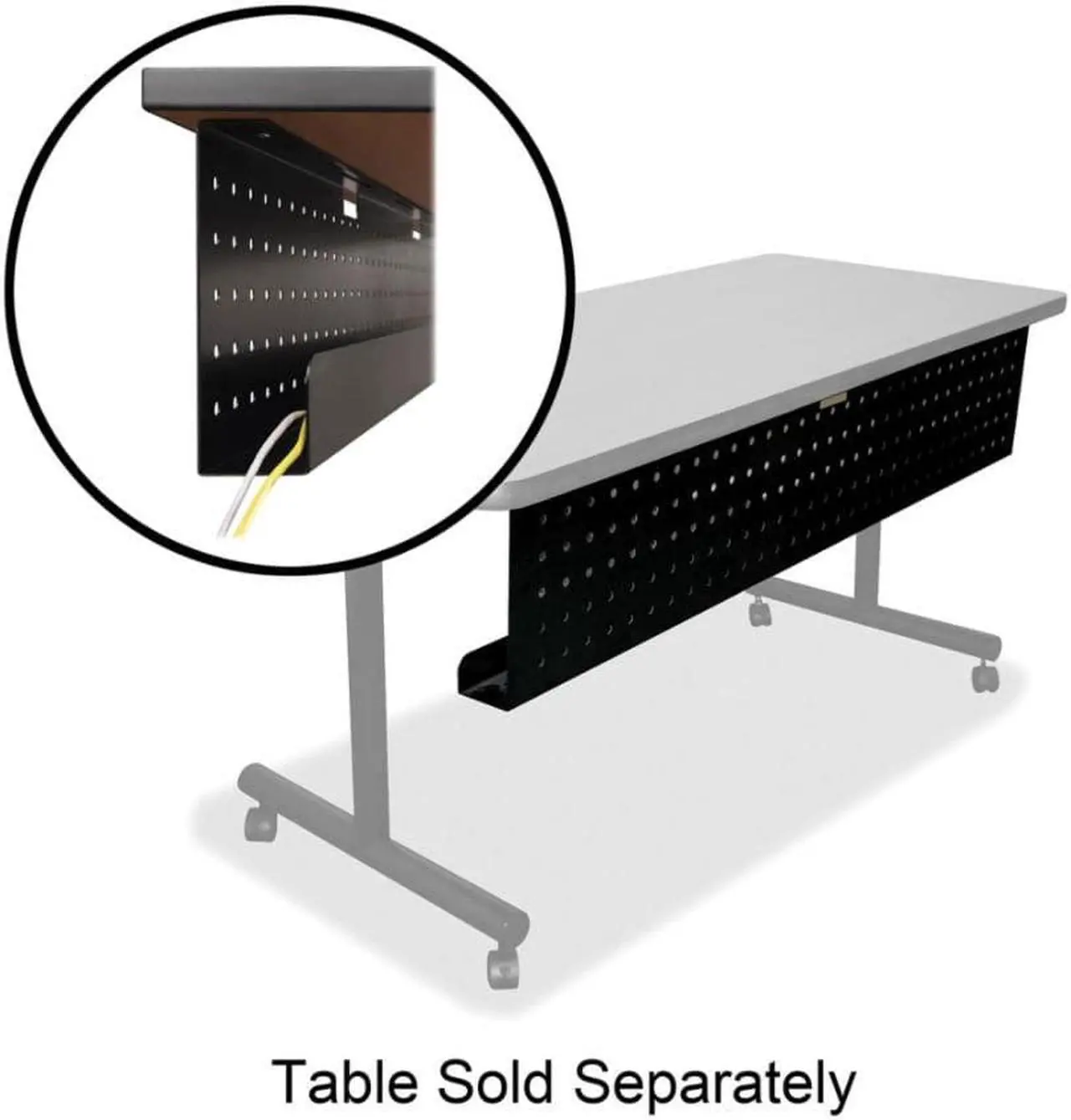 Alt view image 4 of 10 - Lorell 60684 Rectangular Training Table Modesty Panel 42" Width x 3" Depth x 10" Height - Steel - Black