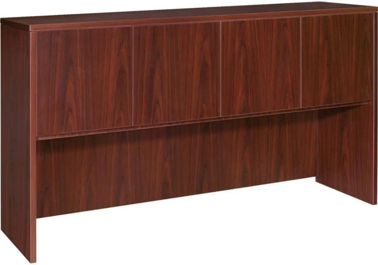 Alt view image 5 of 17 - Lorell Hutch w/Doors 66"x15"x36" Mahogany 69383