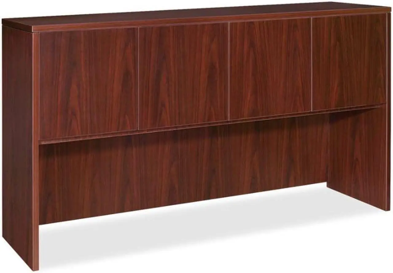 Alt view image 4 of 17 - Lorell Hutch w/Doors 66"x15"x36" Mahogany 69383