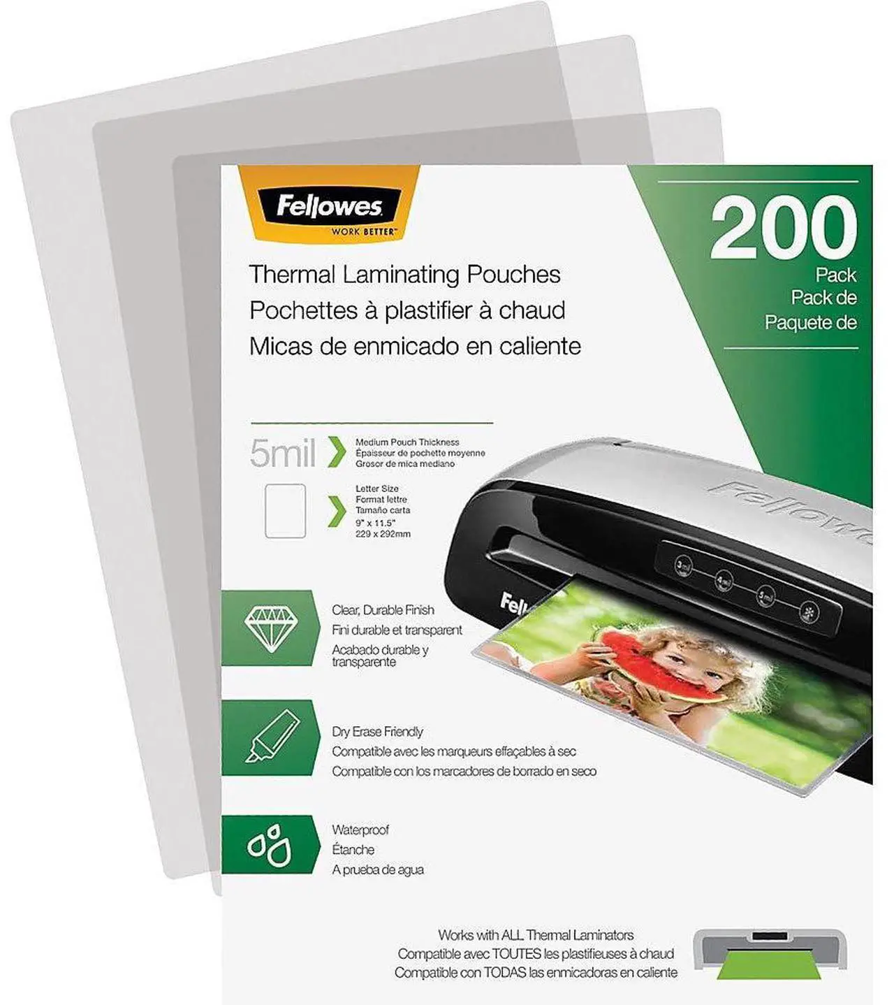 Alt view image 14 of 20 - Fellowes Laminating Pouches Letter Size Hot Pouch 9 x 11.5 5 mil 200 pack 5743601