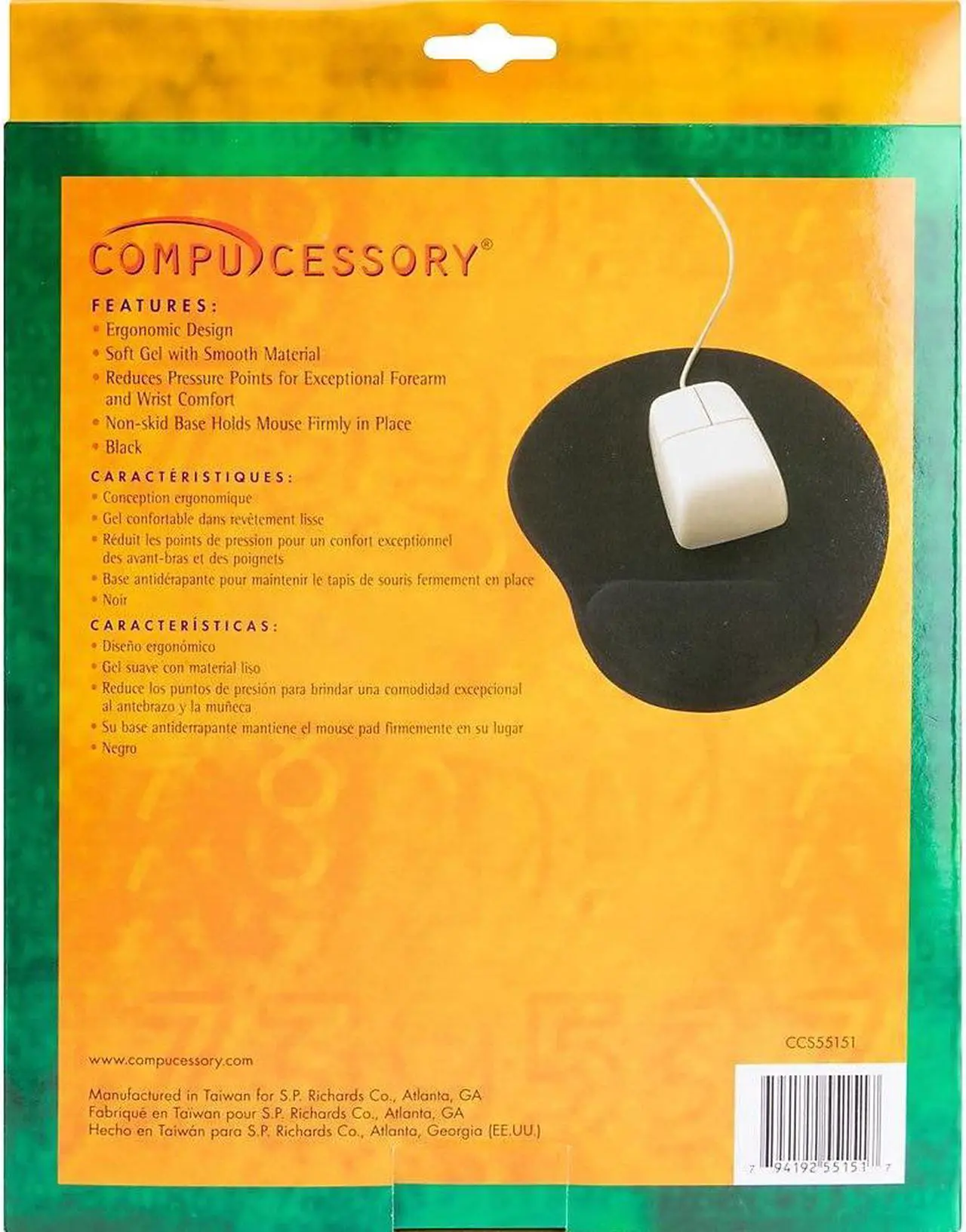 Alt view image 8 of 13 - Compucessory Gel Mouse Pad - 9" x 10" x 1" Dimension - Black - 55151
