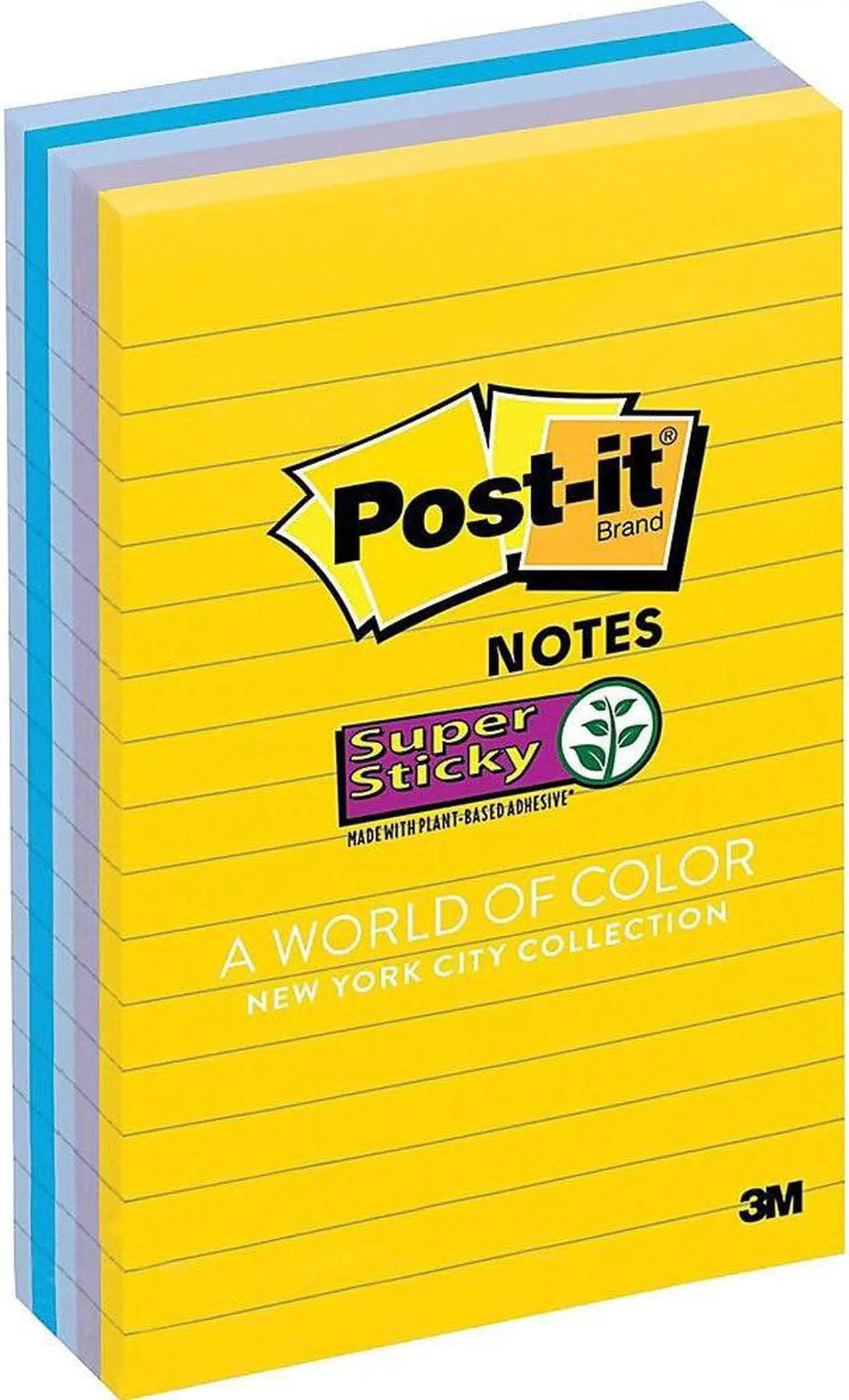 3M 6605SSNY Post-it Notes Super Sticky Pads in New York Colors Notes ...
