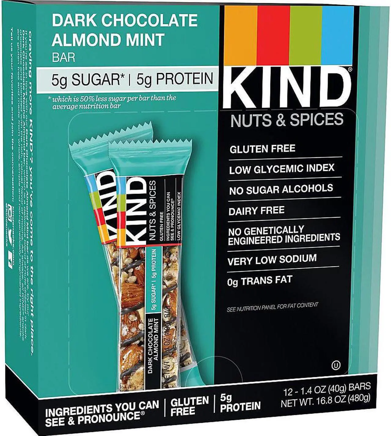 Alt view image 7 of 18 - Nuts and Spices Bar, Dark Chocolate Almond Mint, 1.4 oz Bar, 12/Box 19988