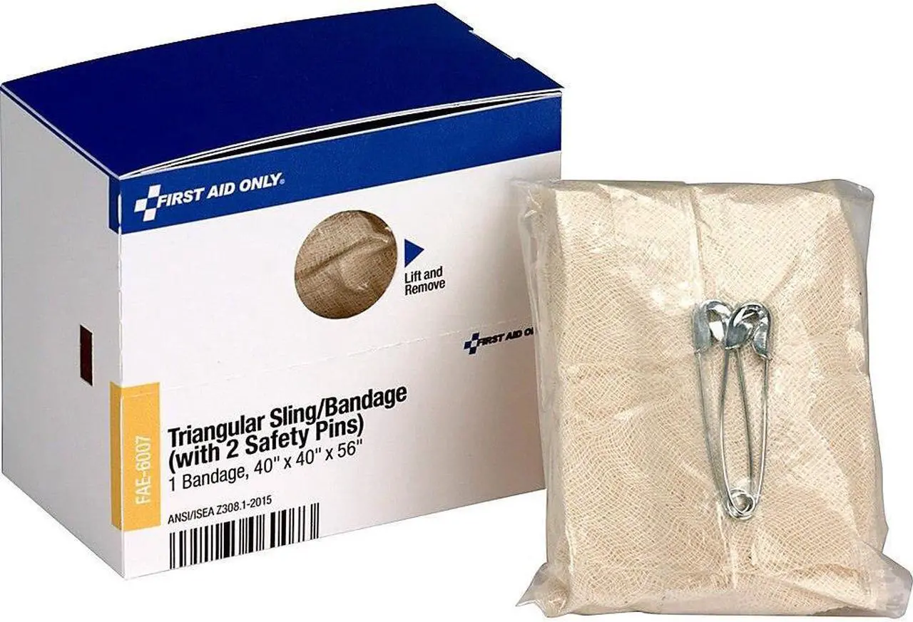 Alt view image 9 of 14 - First Aid Only Triangular Sling/Bandage, 40” x 40” x 56”, 2 Safety Pins/1 Bandage/Box